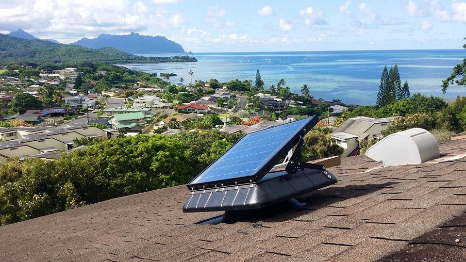 Tilting Panel Solar Attic Fan